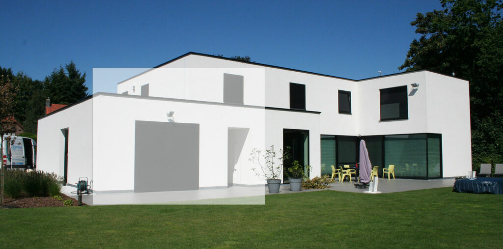 Witte crepigevel van een woning